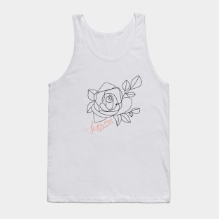 Abstract one line rose flower with calligraphy phrase. Fashion typography slogan design "You are my flower". Continuous line print. Tank Top